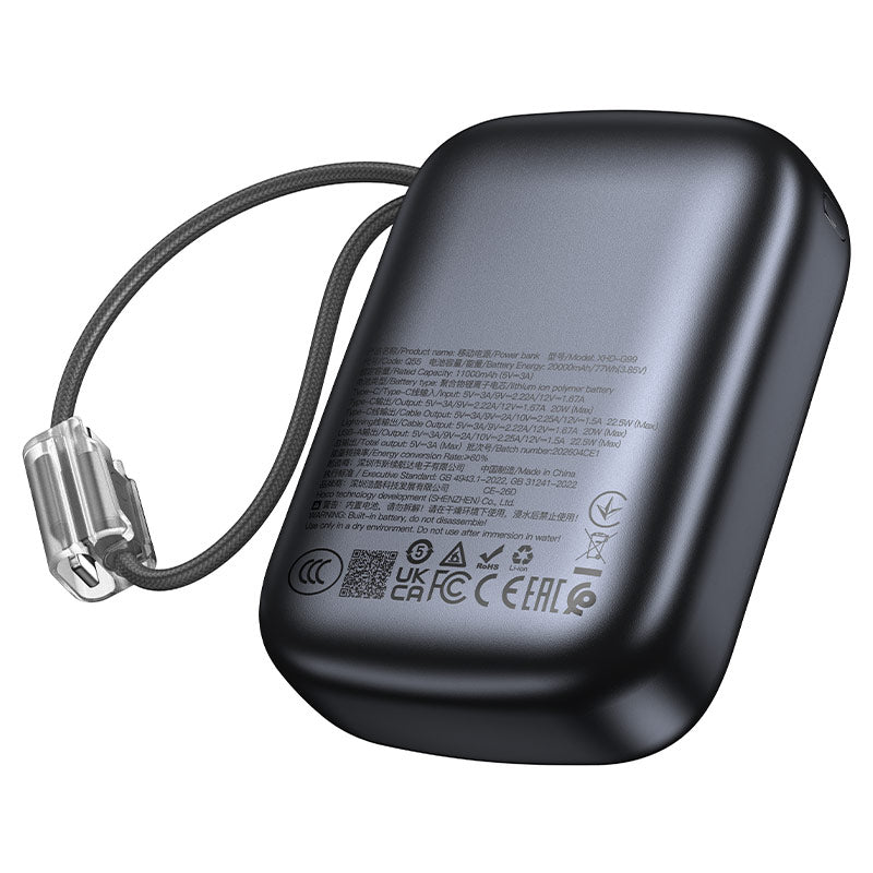 Hoco Q55 CCC 20000mAh Rock 22.5W+PD20W power bank with 2 cables - metal gray