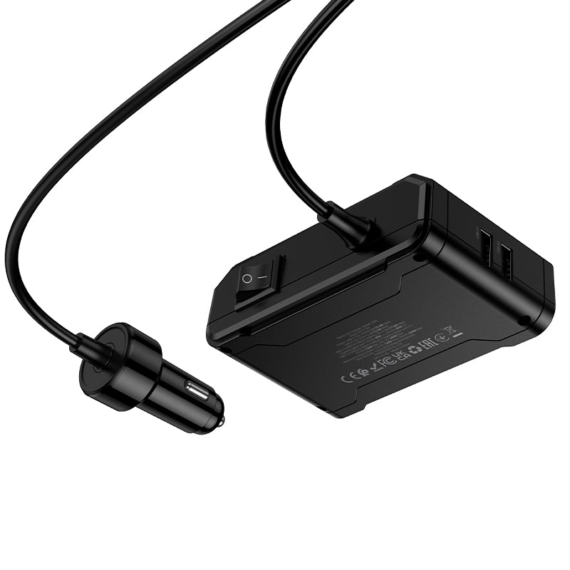 Hoco Z64 Anshun 240W digital display 3-in-1 cigarette lighter(2C2A) car charger - Black