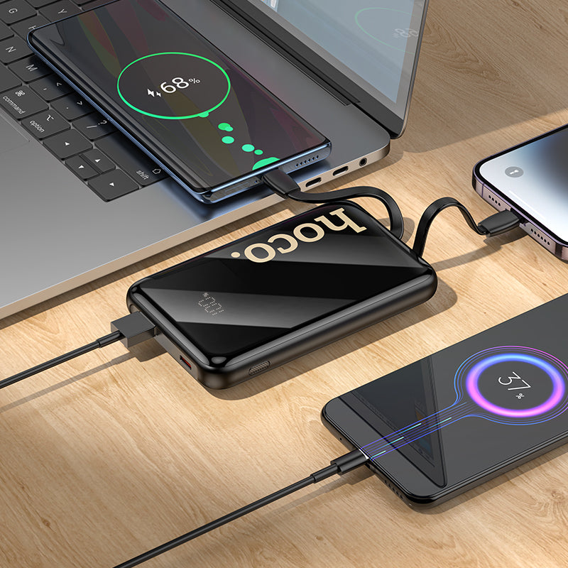 Hoco Q37 Graceful 22.5W power bank with two cables 10000mAh - black