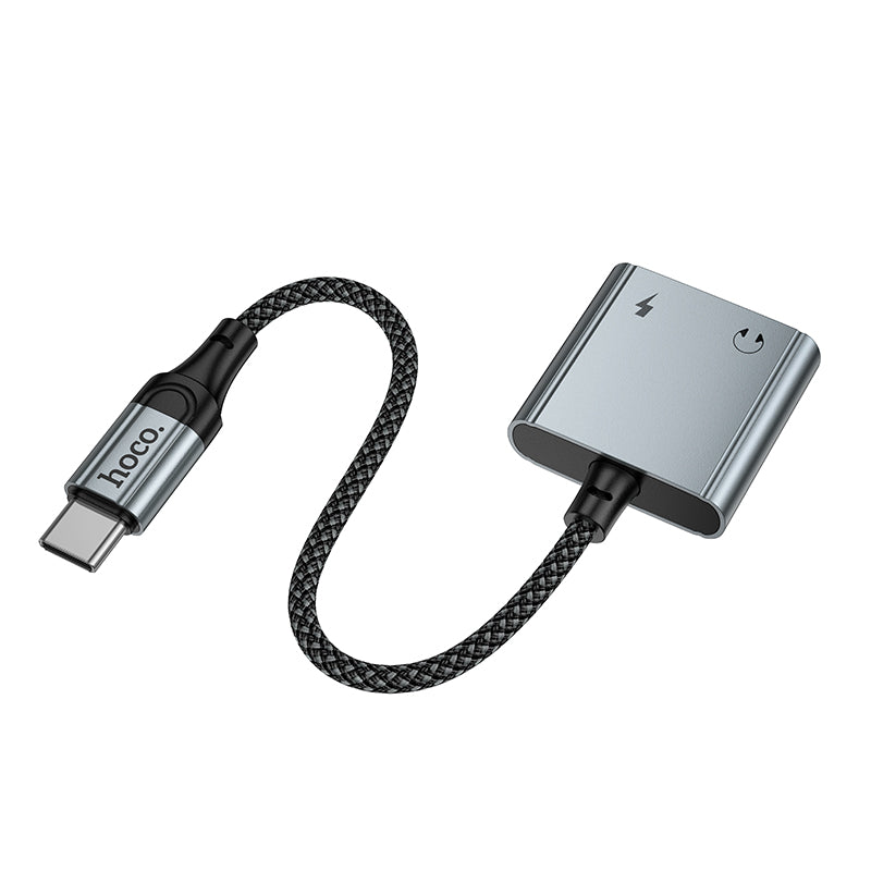 Hoco UPA34 Converter Adapter USB-C Male to USB-C Female and 3.5mm - Metal gray