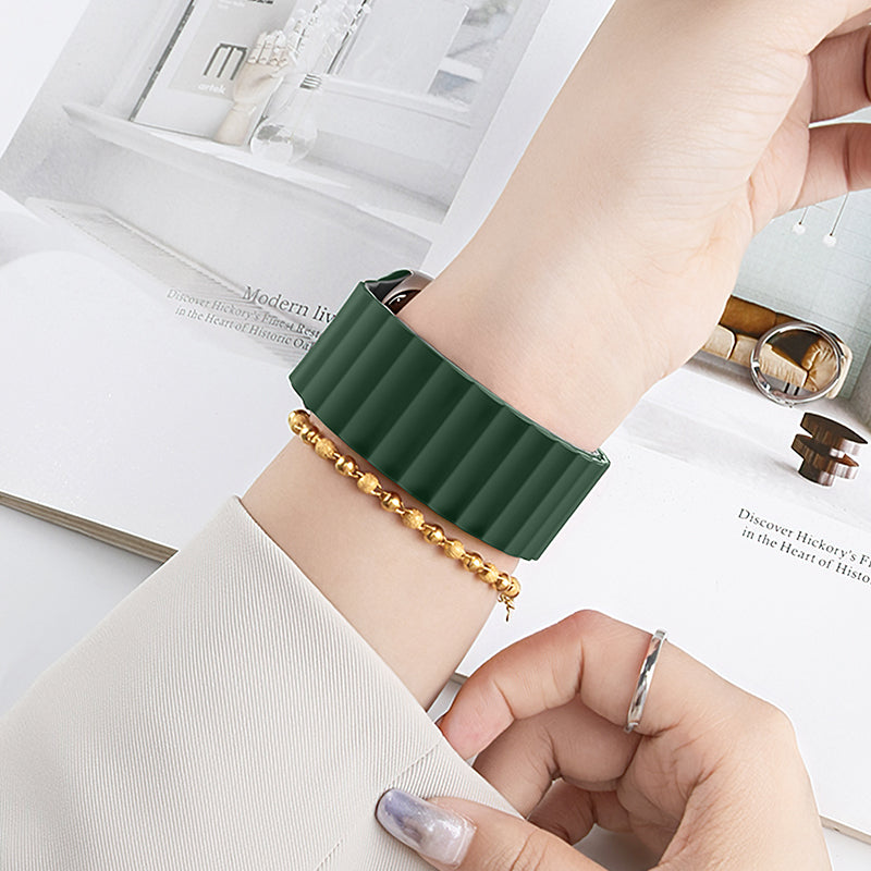 Hoco iWatch WA29 Flexible series buckle-free magnetic silicone strap 38/40/41mm - emerald green with gray