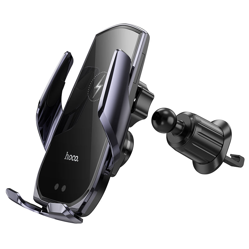 Hoco CA202 Plus Enlightener infrared induction wireless charging car holder(air outlet) - Black
