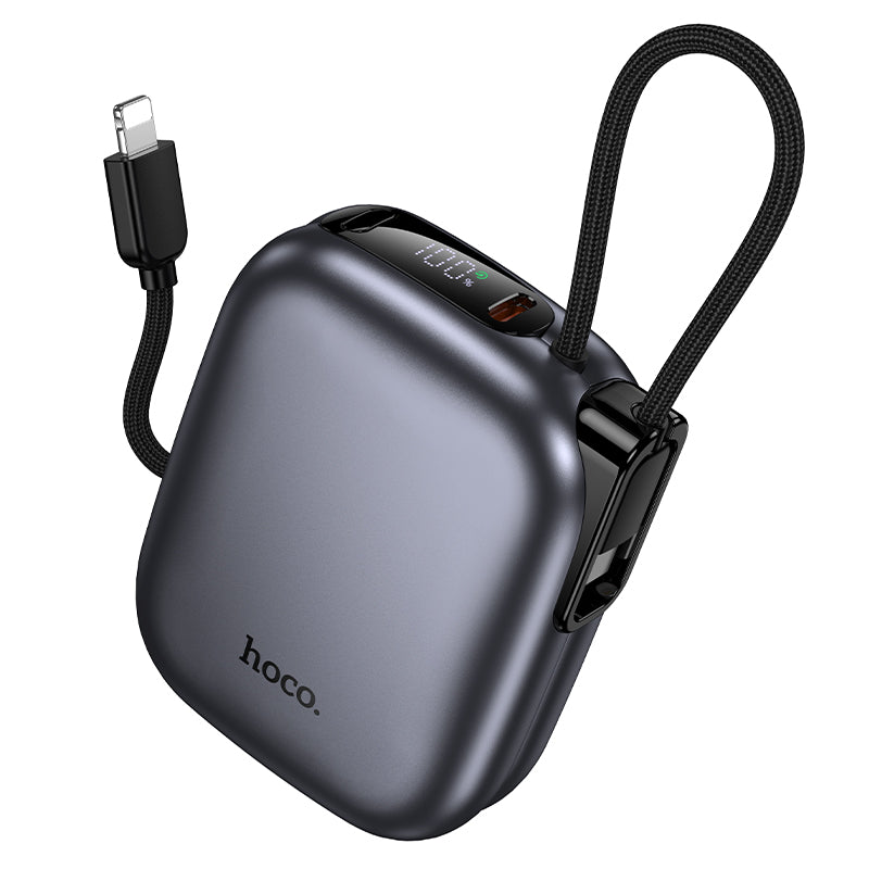 Hoco Q49 CCC 10000mAh Super Small Peak PD20W power bank with cable - Metal gray