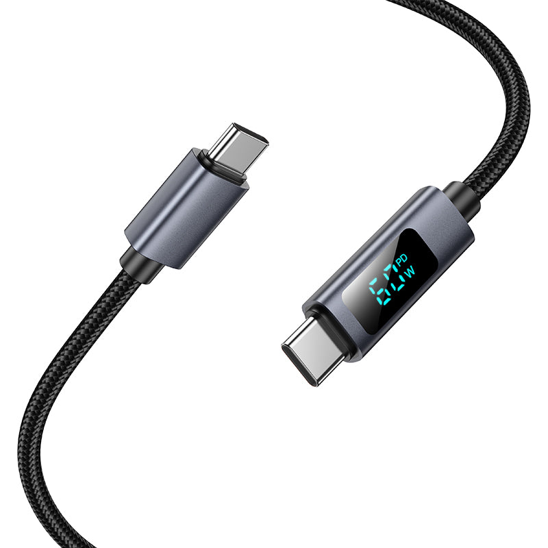 Hoco X112 USB-C to USB-C 60W screen display charging data cable - Black