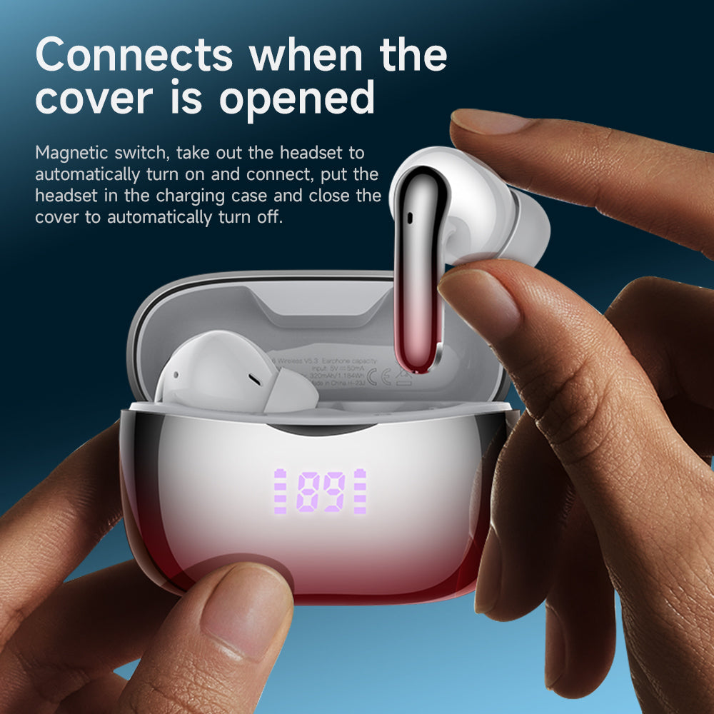 Hoco EQ16 Shine true wireless ANC Active Noise Cancellation ENC Bluetooth earbuds - red glaze