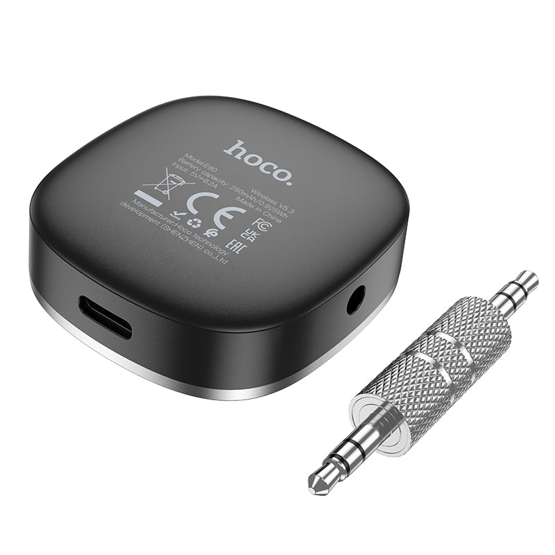 Hoco E80 Travel car AUX Bluetooth receiver - Black