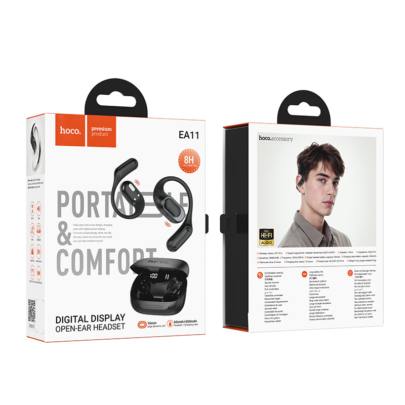 Hoco EA11 black retail packaging front and back