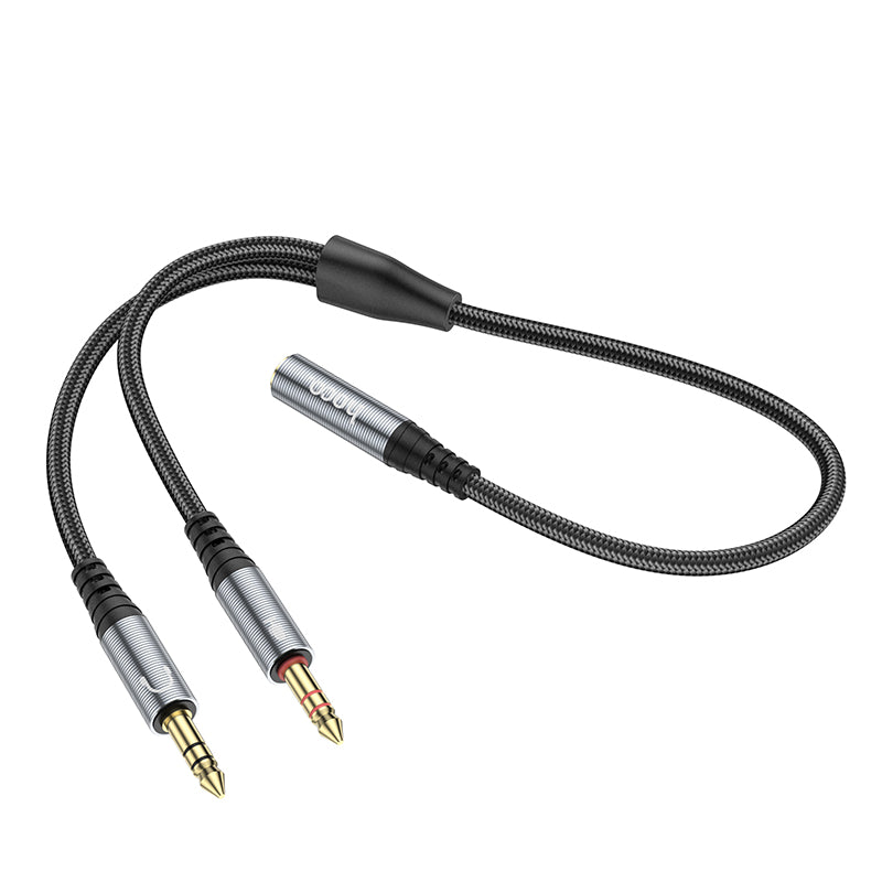 Hoco UPA21 2-in-1 3.5 headset audio adapter cable(female to 2*male) - Black