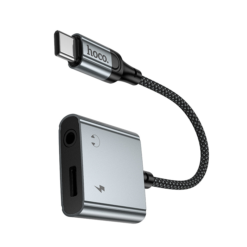 Hoco UPA34 Converter Adapter USB-C Male to USB-C Female and 3.5mm - Metal gray