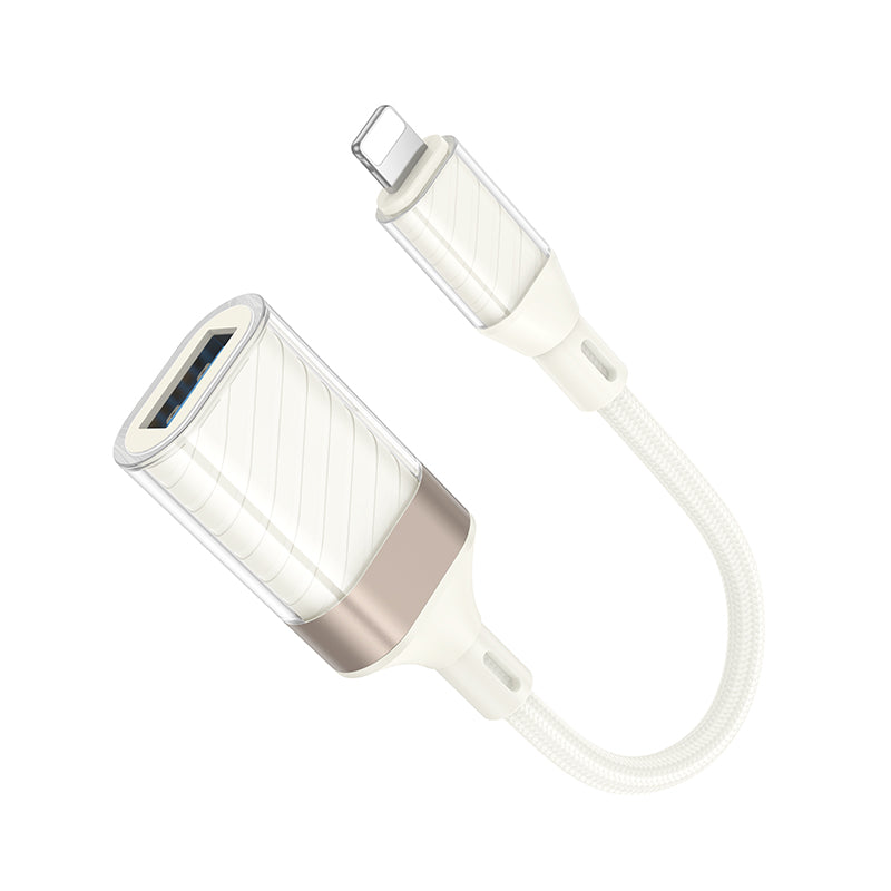 Hoco UA39 Crystal Lightning male to USB-A female 2.0 adapter - Apricot
