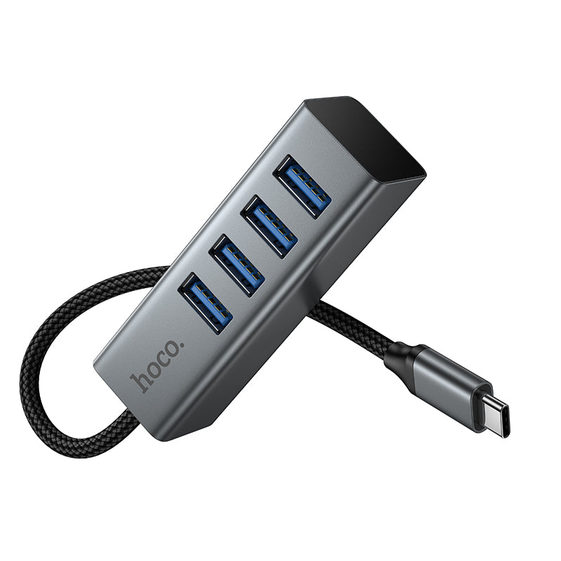 Hoco HB1C 4-in-1 converter(USB-C to USB3.0*4) - Metal gray