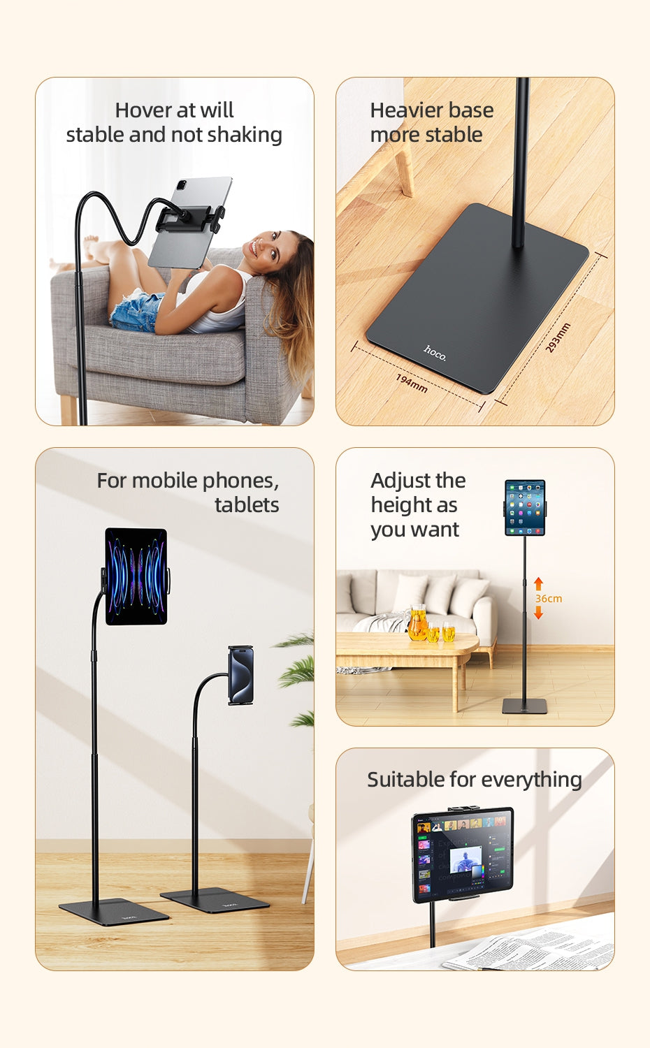 Hoco DH12 Balu Tablet Stand - Black