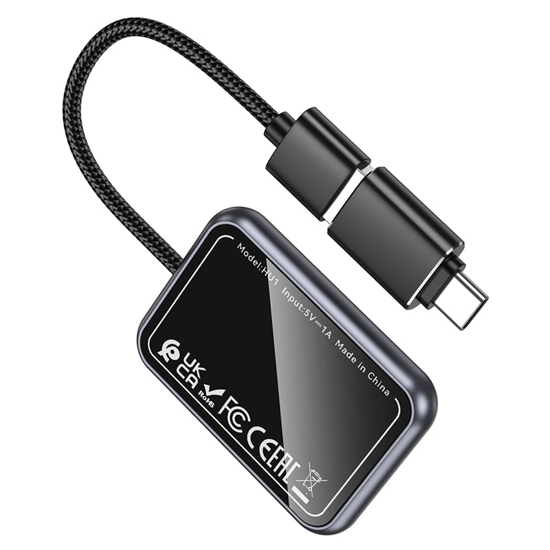 Hoco HU1 Way car wireless CarPlay adapter - metal grey
