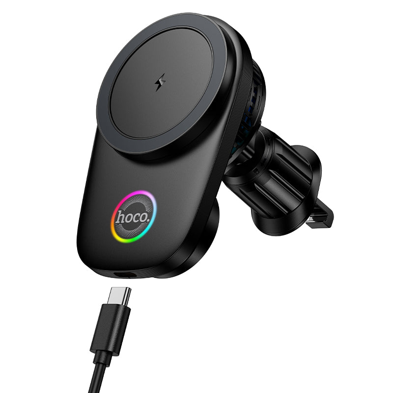 Hoco HW36 Cooler electric rotating magnetic wireless fast charging car holder(air outlet) - Black