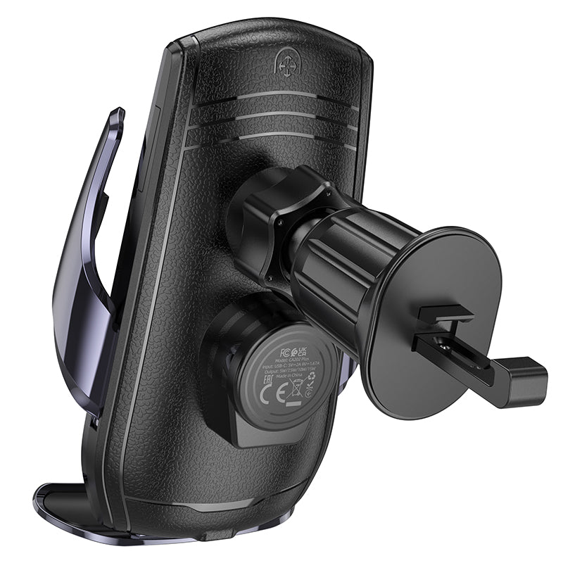 Hoco CA202 Plus Enlightener infrared induction wireless charging car holder(air outlet) - Black