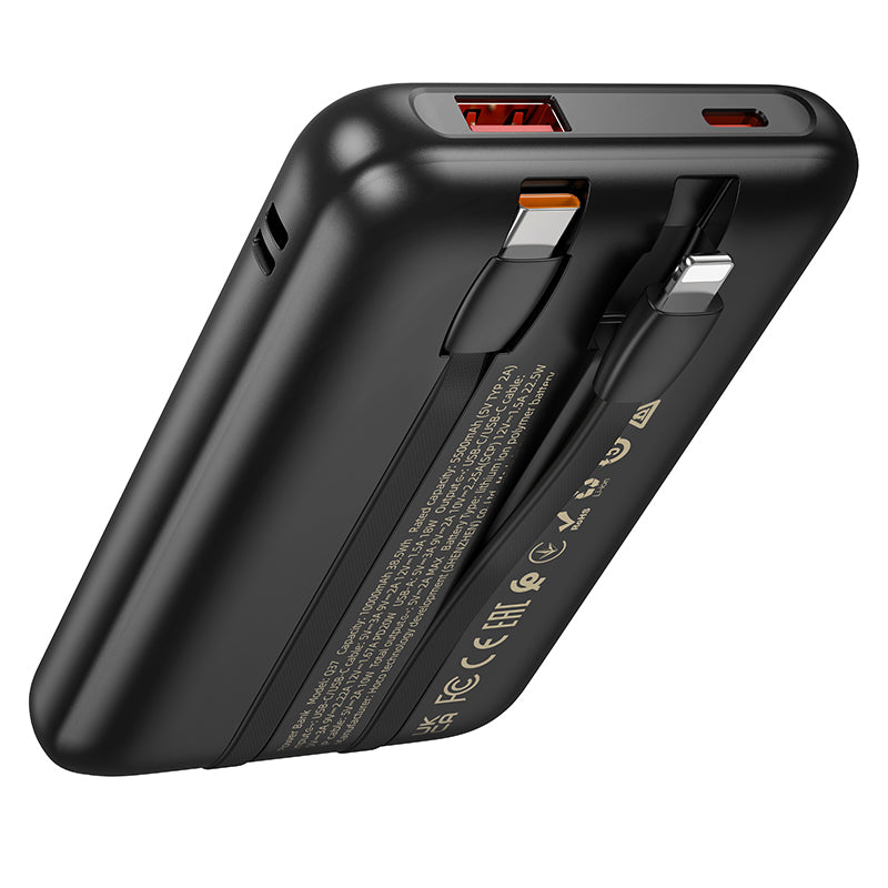 Hoco Q37 Graceful 22.5W power bank with two cables 10000mAh - black