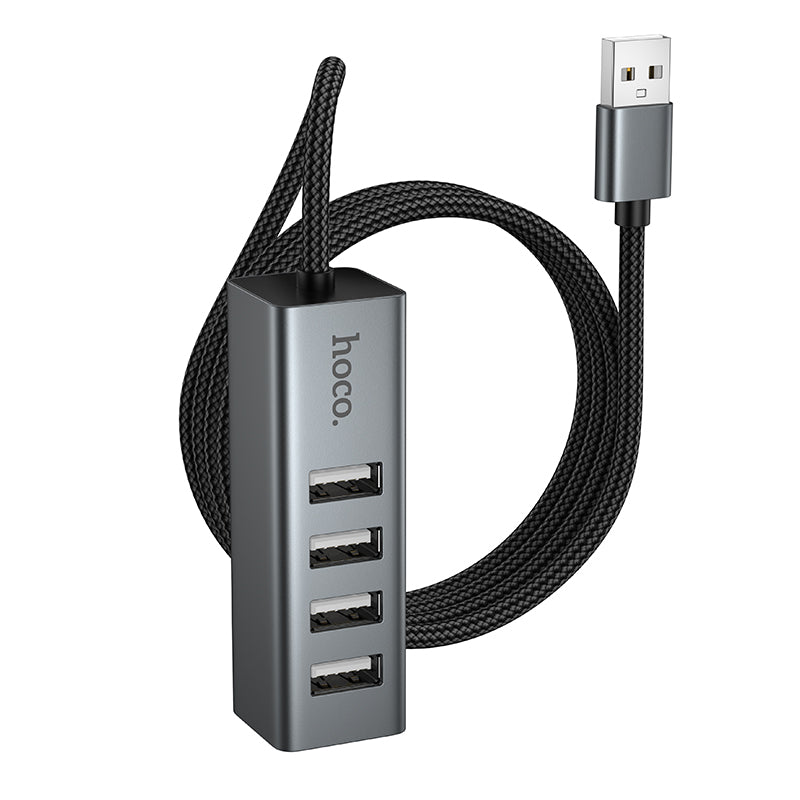 Hoco HB1A 4-in-1 converter(USB to USB2.0*4) - Metal gray