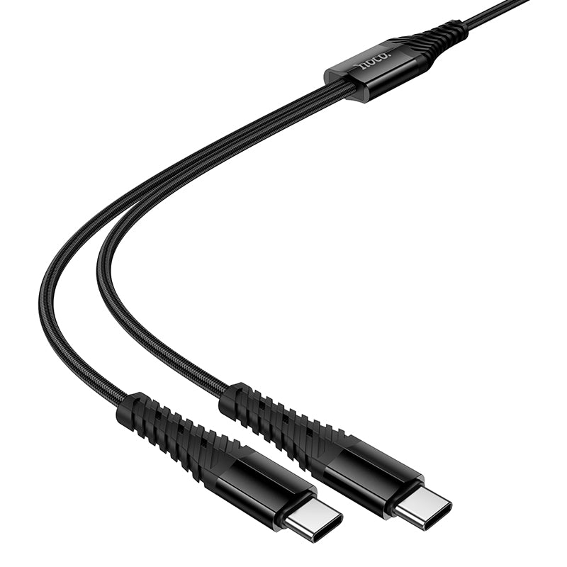 Hoco X123 Victory 2-in-1 charging cable(C to C+C) - Black
