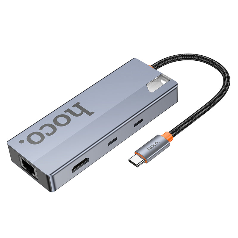 Hoco HB52 8-in-1 multi-function converter HDMI RJ45 SD TF PD Type-C3.0 USB3.0 2 - deep space gray