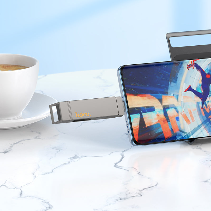 Hoco UD15 Zinc alloy 64GB 5Gbps Clever USB3.2 USB-C flash drive - Metal gray