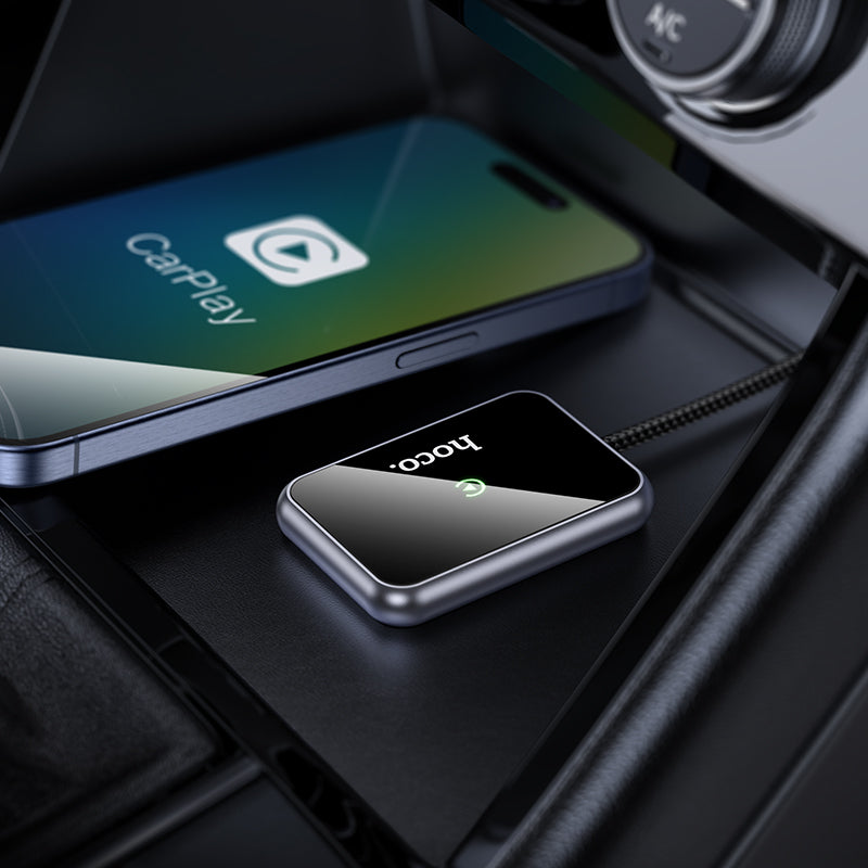 Hoco HU1 Way car wireless CarPlay adapter - metal grey