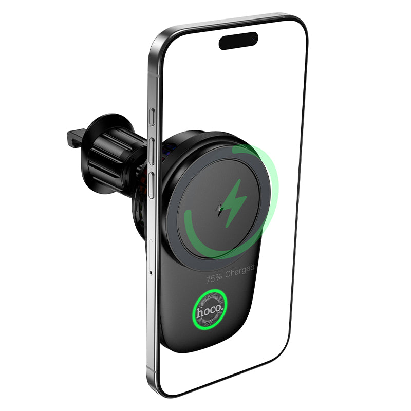 Hoco HW36 Cooler electric rotating magnetic wireless fast charging car holder(air outlet) - Black