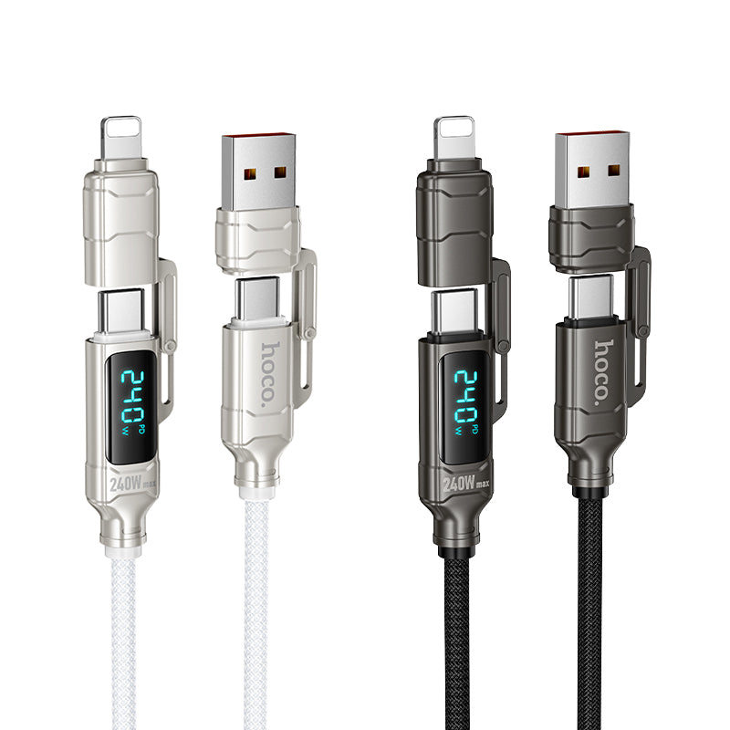 Hoco U152 240W Fortune 4-in-1 charging data cable with display USB/C to iP/C - Black
