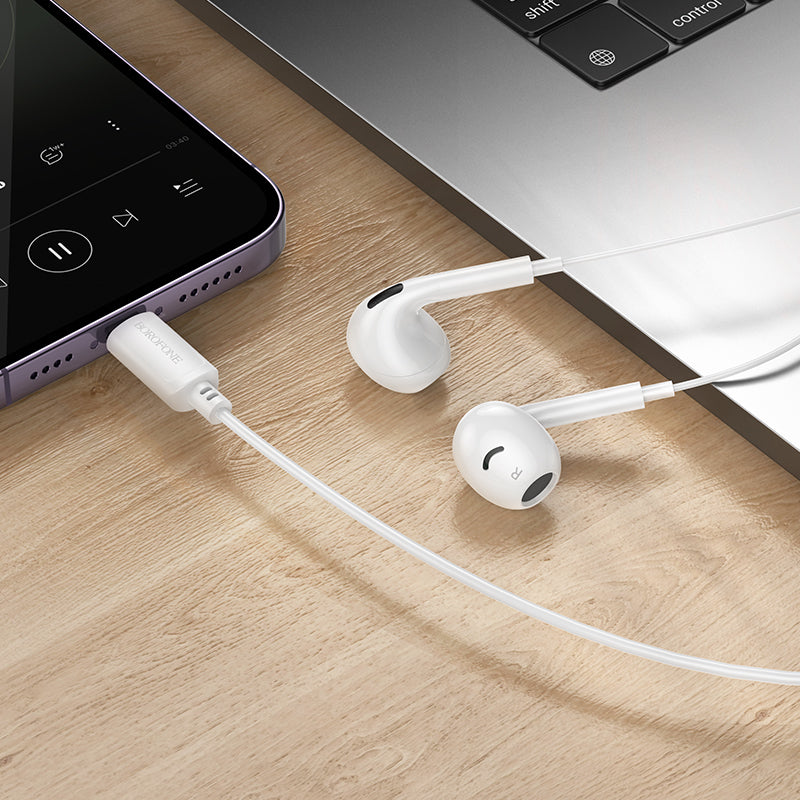 BOROFONE BM96 Lightning Wired Earphones with Microphone - White