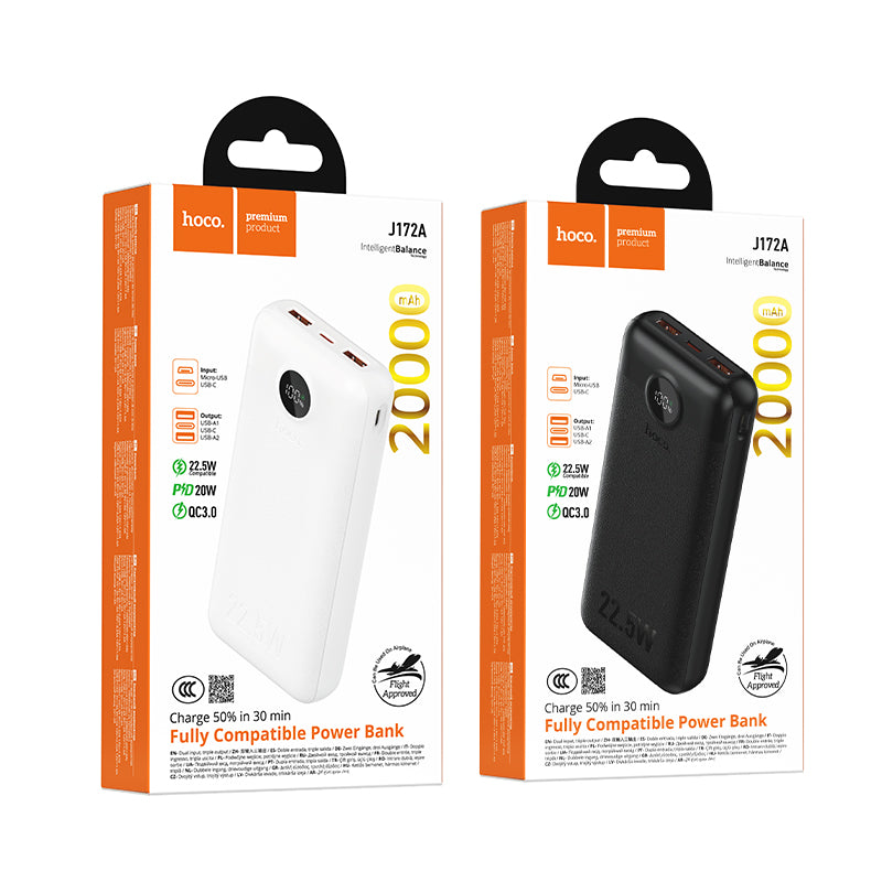 Hoco J172A CCC 20000mAh Precision 22.5W+PD20W fully compatible power bank - Black