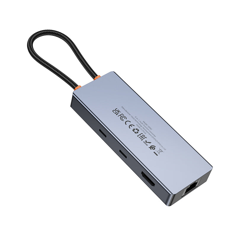 Hoco HB52 8-in-1 multi-function converter HDMI RJ45 SD TF PD Type-C3.0 USB3.0 2 - deep space gray