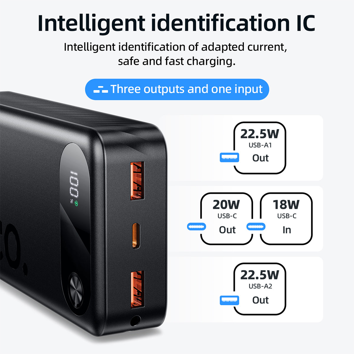Hoco J154A CCC 20000mAh 22.5W+PD20W Victorious fully compatible power bank(20000mAh) - Black