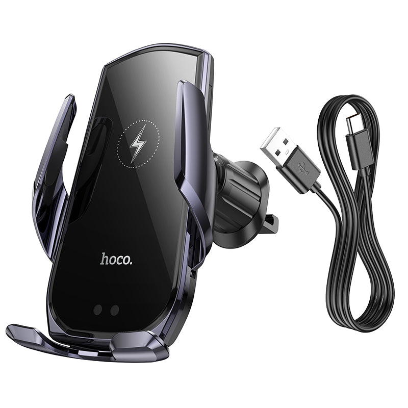 Hoco CA202 Plus Enlightener infrared induction wireless charging car holder(air outlet) - Black