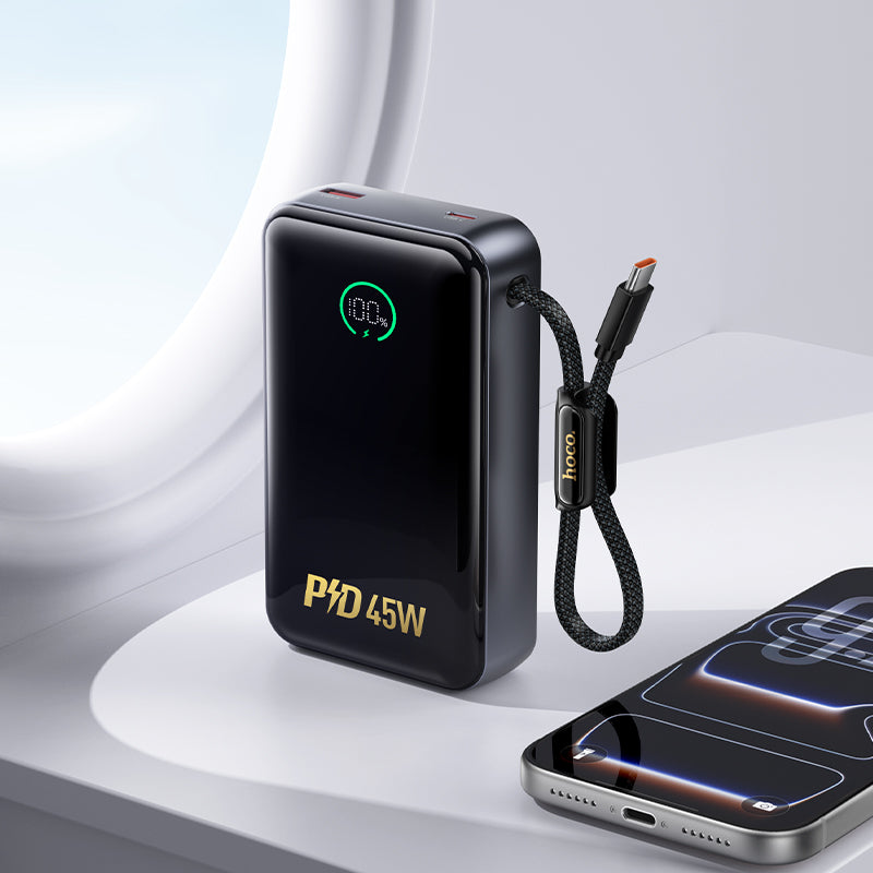 Hoco Q54 PD45W 20000mAh Shine power bank with cable - Black