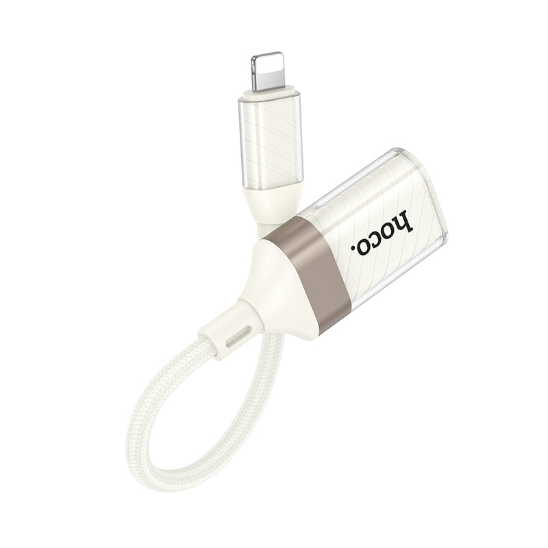 Hoco UA39 Crystal Lightning male to USB-A female 2.0 adapter - Apricot