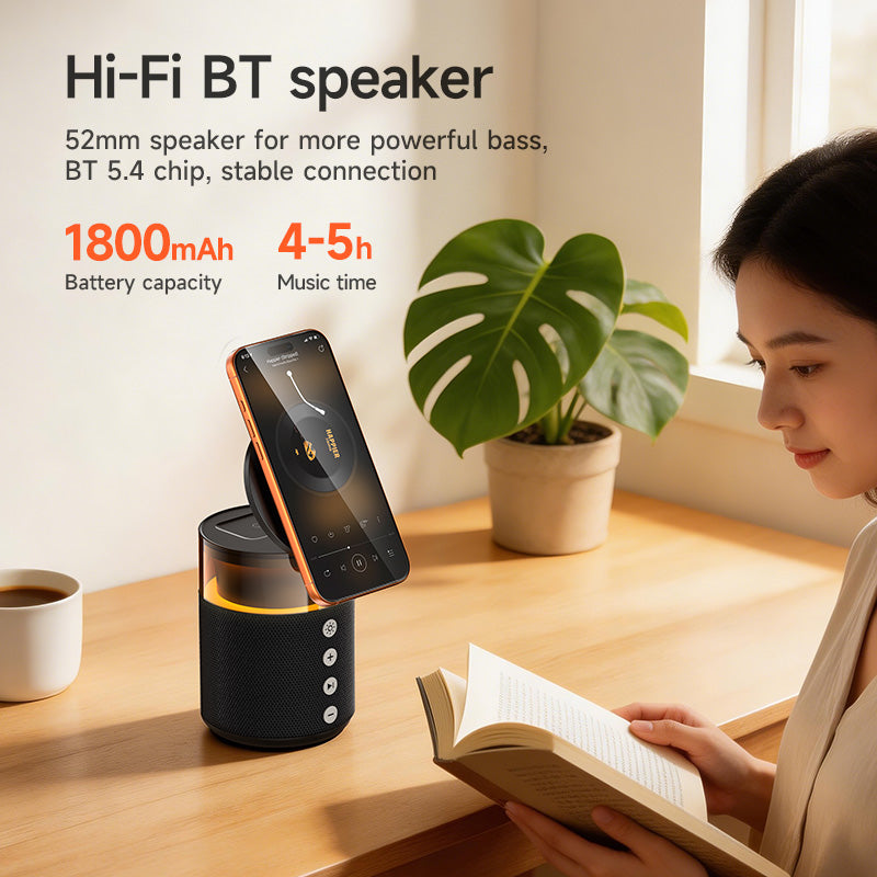 Hoco DWQ05 All in 1 Sunset BT speaker with wireless charger - Black
