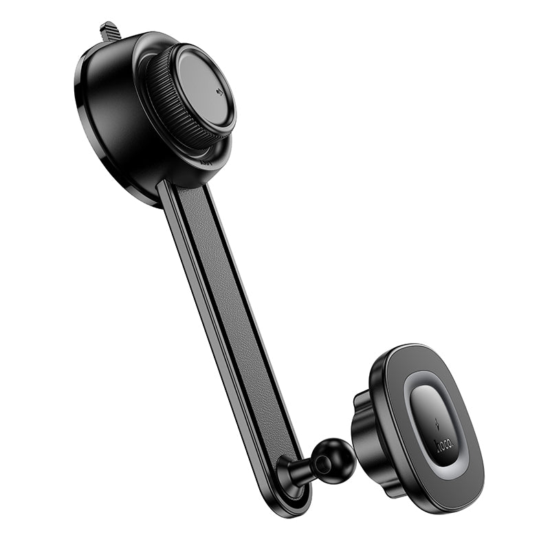 Hoco HW31 15W Crown magnetic wireless charging car holder center console (MagSafe Compatible) - black metal