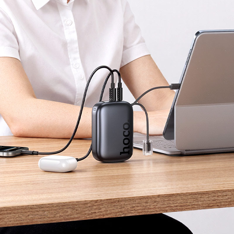 Hoco Q55 CCC 20000mAh Rock 22.5W+PD20W power bank with 2 cables - metal gray