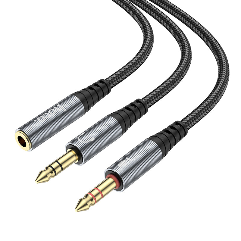 Hoco UPA21 2-in-1 3.5 headset audio adapter cable(female to 2*male) - Black