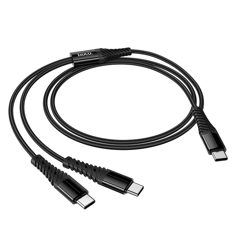 Hoco X123 Victory 2-in-1 charging cable(C to C+C) - Black