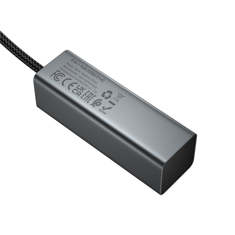 Hoco HB1A 4-in-1 converter(USB to USB2.0*4) - Metal gray