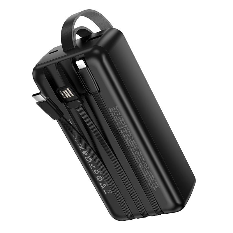 BOROFONE BJ79B 30000mAh Power Bank with 3 Built-In Cables - Black