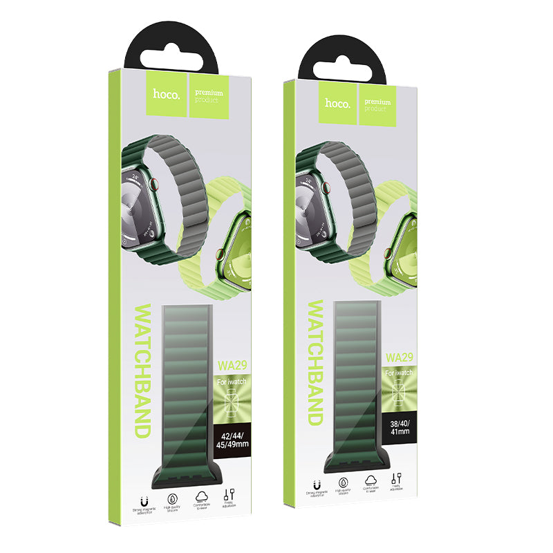 Hoco iWatch WA29 Flexible series buckle-free magnetic silicone strap 38/40/41mm - emerald green with gray