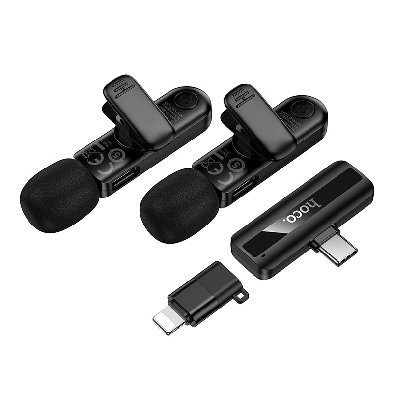 Hoco L20A Fair dual-mic wireless microphone(iP/Type-C) - Black