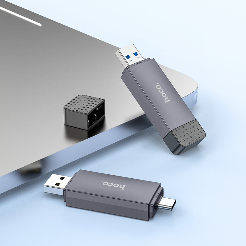 Hoco HB45 Spirit 2-in-1 USB/USB-C 3.0 card reader - metal gray