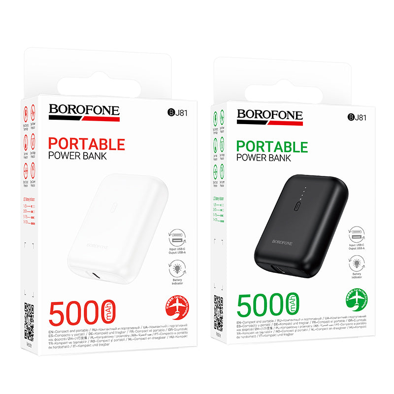BOROFONE BJ81 5000mAh Compact Power Bank - Black