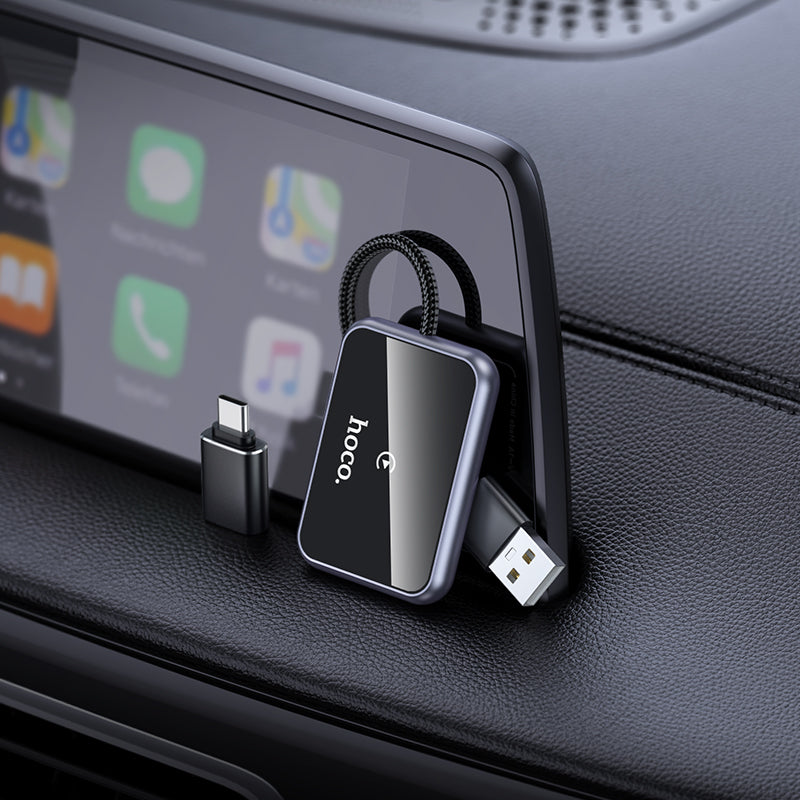 Hoco HU1 Way car wireless CarPlay adapter - metal grey