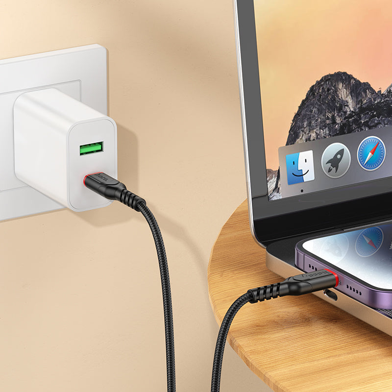 Hoco X59 300cm USB-C To Lightning Victory PD charging data cable iP - Black