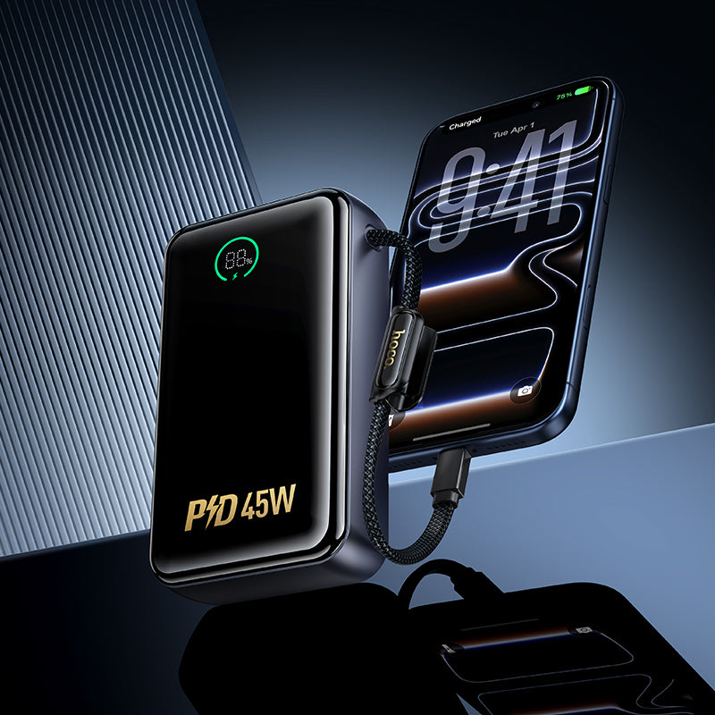 Hoco Q54 PD45W 20000mAh Shine power bank with cable - Black