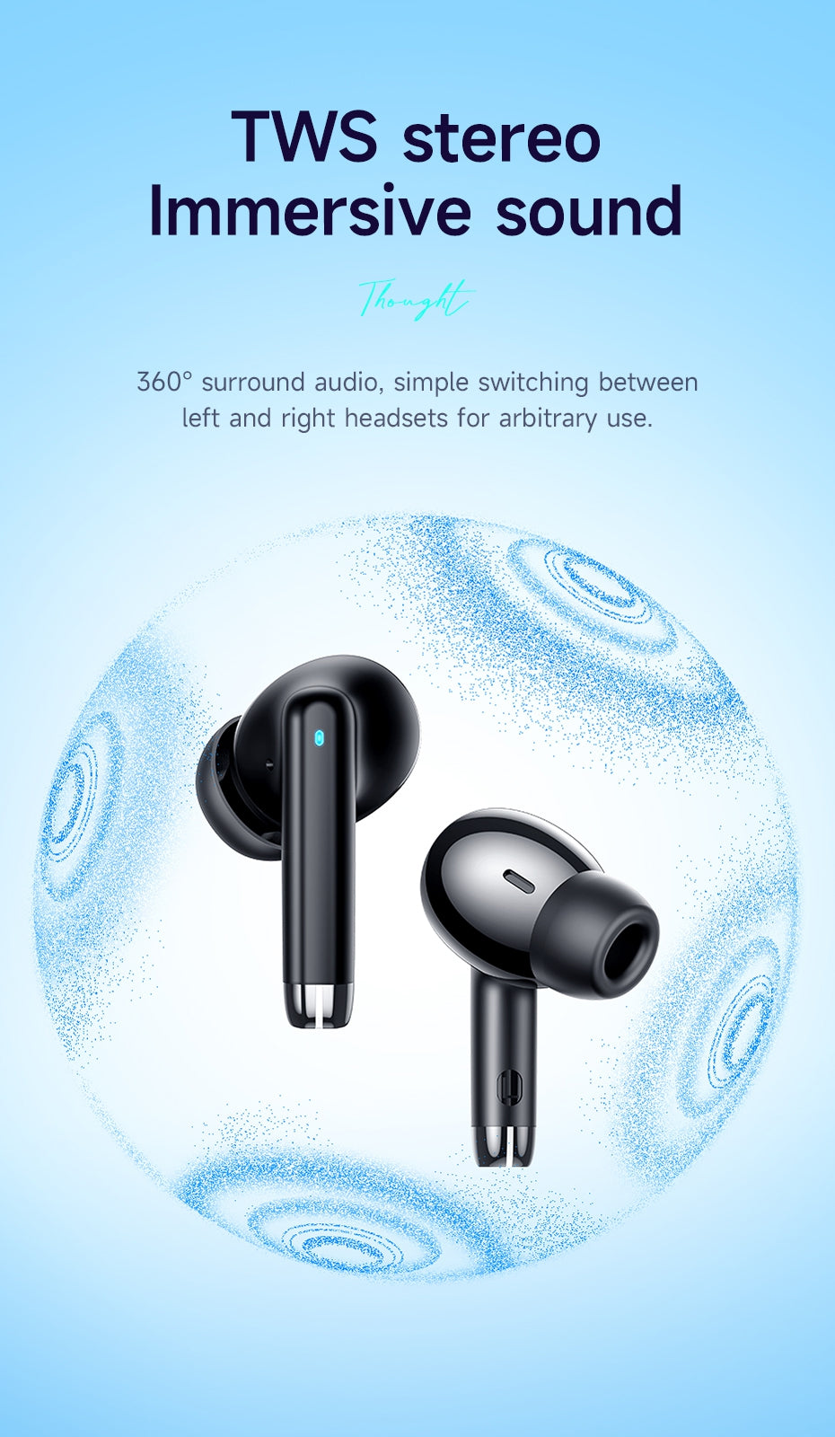 Hoco EQ2 7 Hours Thought Physical Noise Cancellation True Wireless Earphones - White