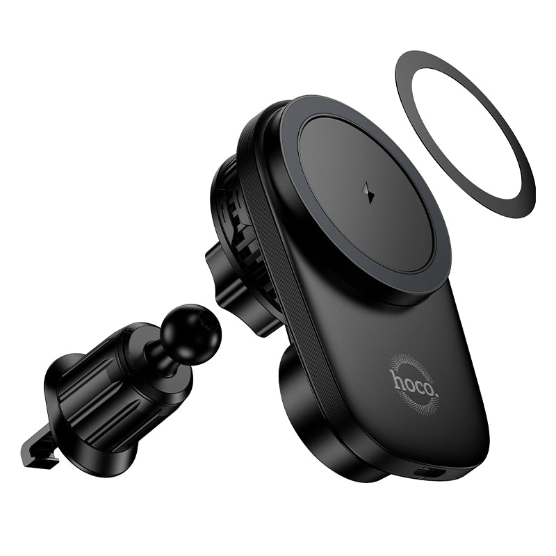Hoco HW36 Cooler electric rotating magnetic wireless fast charging car holder(air outlet) - Black